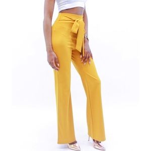Yellow Tie Up Pants
